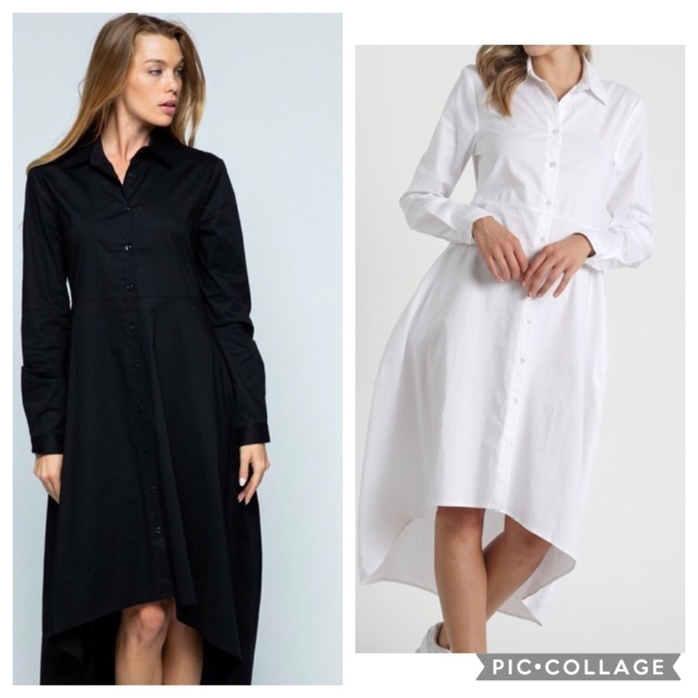 Black Button Down-High Low - Picture 4 of 4